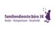 Logo mit Text "familiendienste:büro 3K" und einem Kind, das jongliert.