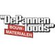 Logo met tekst "DePannenloods" en "Bouw Materialen" in rood en wit.