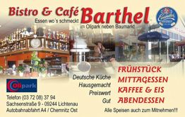 Bistro & Café Barthel in Lichtenau bietet deutsche Küche: Frühstück, Mittagessen, Kaffee, Abendessen.
