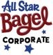 "All Star Bagel Corporate logo with blue and red text and blue stars."