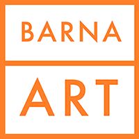 Texto "BARNA ART" en naranja sobre fondo blanco.