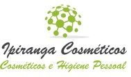 Logo da Ipiranga Cosméticos com texto: "Cosméticos e Higiene Pessoal". Design com círculos verdes.