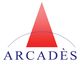 Logo Arcadès avec triangle rouge et texte bleu dessous.