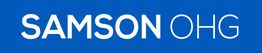 Blaues Logo mit weißem Text: "SAMSON OHG".