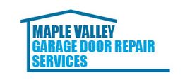 Logo: Maple Valley Garage Door Repair Services with a house outline in blue.