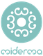 Ein rundes, mintgrünes Logo mit weißem Muster und darunter der Schriftzug "miderma".