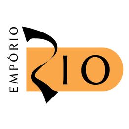 Logotipo do Empório Rio com letras estilizadas em laranja e preto.