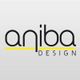 Logo mit dem Text "aniba DESIGN" in Schwarz und Gelb auf grauem Hintergrund.