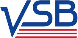 VSB-Logo mit blauen Buchstaben und roten Streifen darunter.