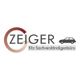 Logo des Kfz-Sachverständigenbüros Zeiger mit Auto-Icon und Pfeil um das "Z".