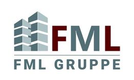 Logo der FML Gruppe mit stilisierten Gebäuden neben den Buchstaben "FML".