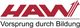 Logo mit rotem Schriftzug "HAW", darunter "Vorsprung durch Bildung" in Schwarz.