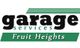 "Logo of Garage Services Fruit Heights in bold black and green text with stripes."