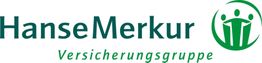 Logo der HanseMerkur Versicherungsgruppe mit grünem Schriftzug und Symbol von drei Personen im Kreis.