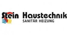 Logo von Stein Haustechnik, Sanitär und Heizung, mit farbigen Symbolen links vom Text.