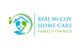 Logo: Heart with a cross and house, text "Real McCoy Home Care Family Owned" in blue and green.