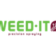 Logo van WEED-IT met groene letters en een rood blad.
