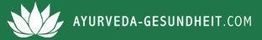 Logo mit einem weißen Lotus und der Webseite "AYURVEDA-GESUNDHEIT.COM" auf grünem Hintergrund.
