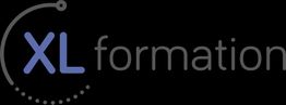 Logo de XL Formation avec texte bleu et gris sur fond noir.