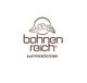 Logo von Bohnenreich Kaffeerösterei mit Kaffeebohnen und Blättern.
