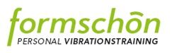 Schriftzug "formschön - Personal Vibrationstraining" in grüner und schwarzer Schrift auf weißem Hintergrund.
