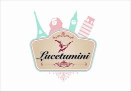 Logotipo "Lucetumini" con torre Eiffel, esfinge, Big Ben y torre inclinada.