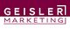 Logo mit der Aufschrift "Geisler Marketing" in Weiß auf weinrotem Hintergrund.