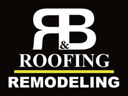 Logo with "R&B Roofing Remodeling" in bold white text on a black background.