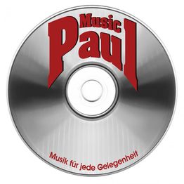 CD mit roter Aufschrift 'Music Paul', Slogan: 'Musik für jede Gelegenheit'.