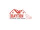 Logo of Dayton Garage Door Repair with house and car graphics in red.