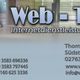 Geschäftskarte mit "Web-TU Internetdienstleistungen" und Kontaktdaten auf grauem Hintergrund.