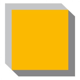 Eine gelbe quadratische Darstellung mit einem grauen Schlagschatten in der unteren rechten Ecke.