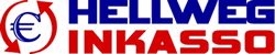 Logo mit rotem Text "HELLWEG INKASSO" und Euro-Symbol im Kreis mit Pfeilen.