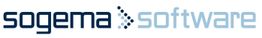 Logo mit der Aufschrift "sogema software" in dunkelblauer und hellblauer Schrift.