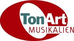 Rotes Logo mit "TonArt MUSIKALIEN" in Weiß und Grün.