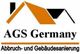Logo von AGS Germany mit einem stilisierten Dach, Text: Abbruch- und Gebäudesanierung.