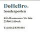 Visitenkarte mit "DoHeBro", Adresse in Lübeck und Telefonnummer.