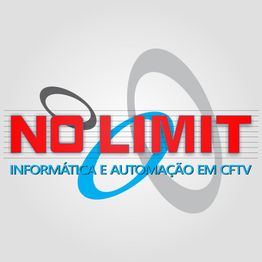 Logotipo "NO LIMIT", texto: "Informática e Automação em CFTV", fundo cinza claro.