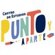 Logo colorido de "Centro de Estudios Punto y Aparte" con letras de diferentes tamaños y colores.