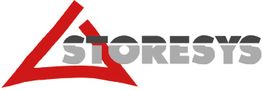 Logo mit rotem Dreieck und dem grauen Wort "STORESYS".
