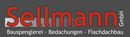 "Schild mit 'Sellmann GmbH' und den Worten Bauspenglerei, Bedachungen, Flachdachbau."