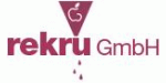 Logo der rekru GmbH mit einem Apfel im roten Dreieck und Tropfen darunter.