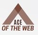 Logo with brown triangle and text: "ACE OF THE WEB" below it.