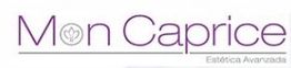 Logo de Mon Caprice, Estética Avanzada, con icono de hoja dentro de la letra "o" de Mon.