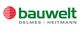 Logo der Bauwelt, Delmes & Heitmann mit rotem Kreis und grüner Schrift.