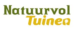 Logo met de tekst "Natuurvol Tuinen" in groen en geel, met een blad in de letter "n".
