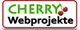 Logo: "CHERRY Webprojekte" mit zwei Kirschen als Dekoration.