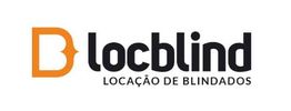 Logotipo da Locblind; "Locação de Blindados" escrito em preto e laranja.