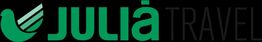 Logo de Julià Travel en verde y negro, con un símbolo de ala estilizada a la izquierda.
