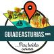 Logo de Guía de Asturias con icono de ubicación y paisaje diverso; texto: "Para turistas curiosos".